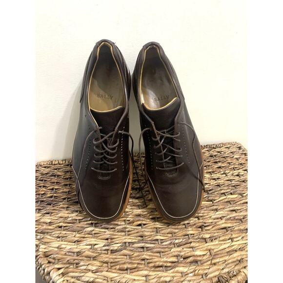 Bally Rutger Italian Oxford Lace Up Luxury Leather Soft Shoes Old Money 8.5 E - Picture 9 of 10